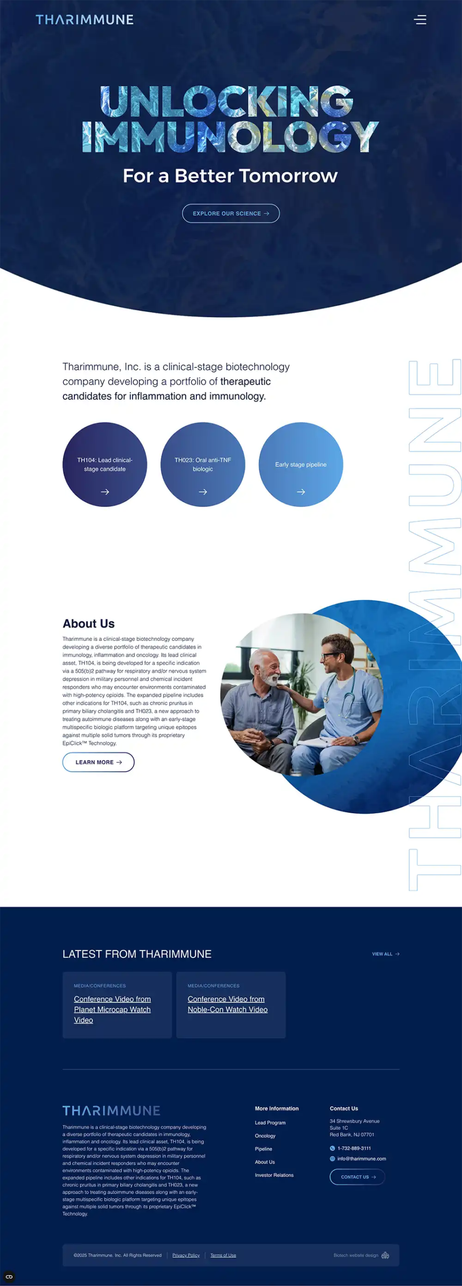 New York Biotech Company Tharrimune Website Example